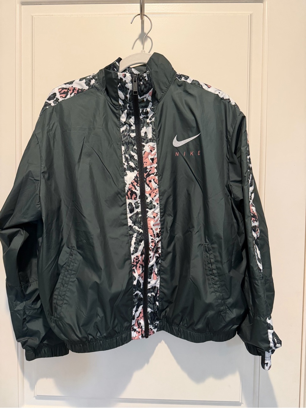 Nike Women's Black Bomber Jacket with Pink & White Camo Trim